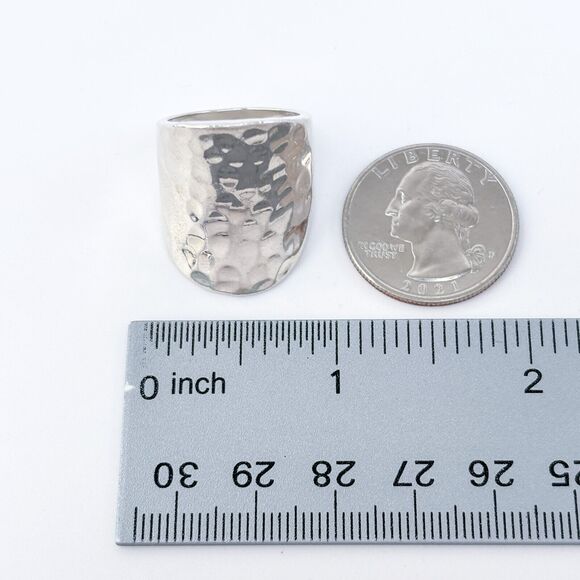 Vintage Mexico CH Sterling Silver 925 Hammered Wide Band Statement Ring Size 7 - Picture 9 of 9